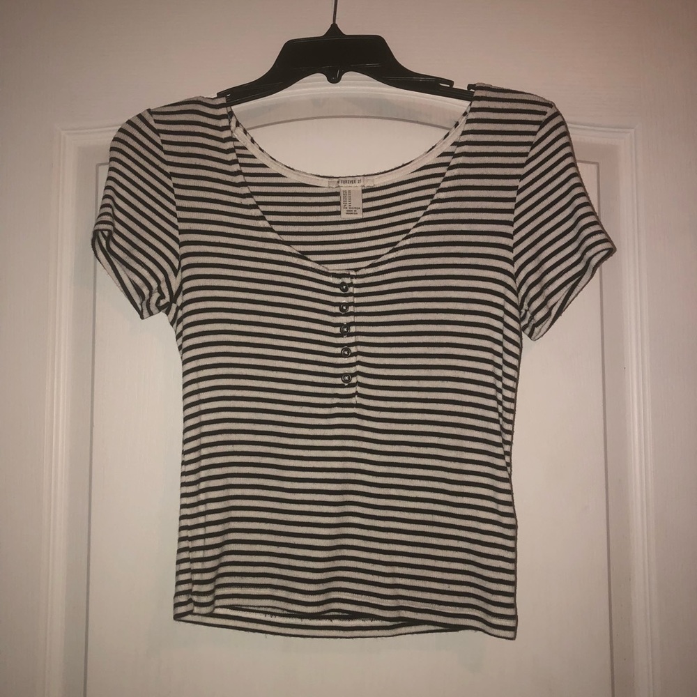 black & white striped shirt